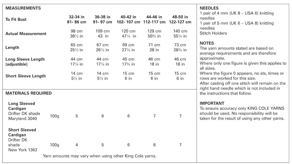 King Cole Pattern No. 4856 Ladies' Cardigan (DK)
