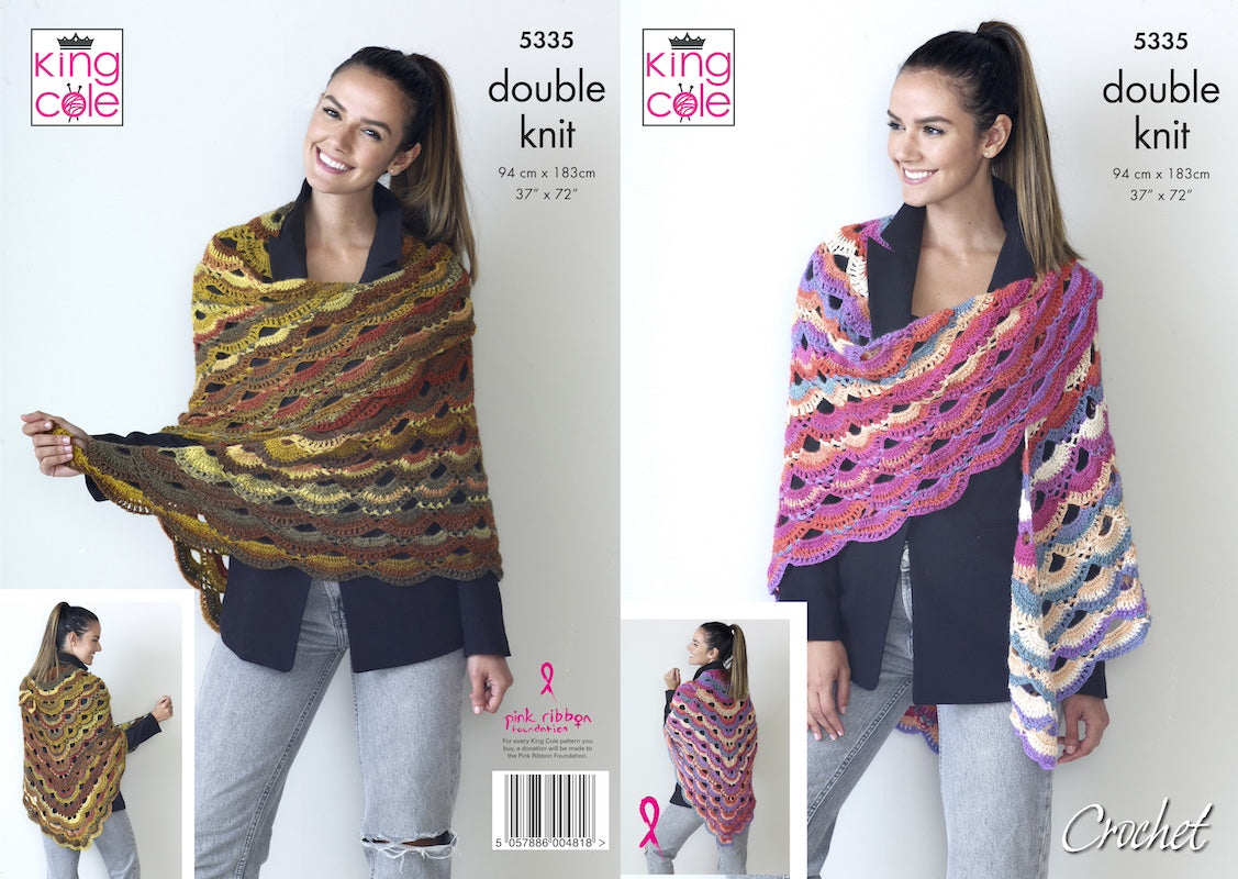 King Cole Pattern No. 5335 Crochet Virus Shawl (DK)