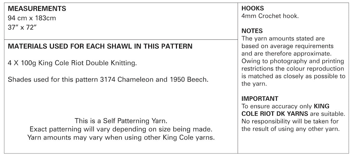 King Cole Pattern No. 5335 Crochet Virus Shawl (DK)