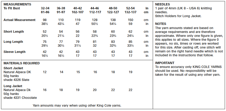 King Cole Pattern No. 5492 Ladies Edge to Edge Jacket (DK)