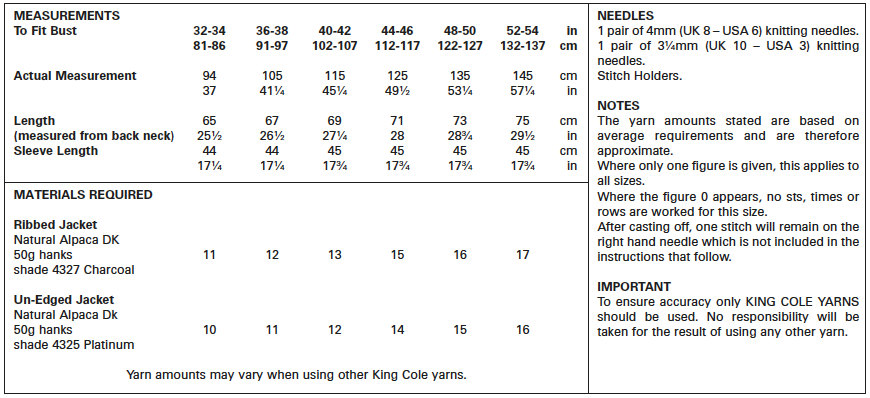 King Cole Pattern No. 5493 Ladies Edge to Edge Jacket (DK)