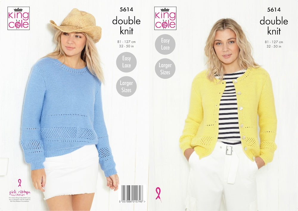 King Cole Pattern No. 5614 Sweater & Cardigan DK
