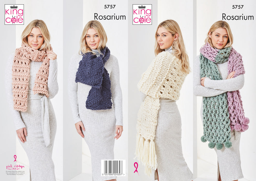 King Cole Rosarium Pattern 5757 Scarves
