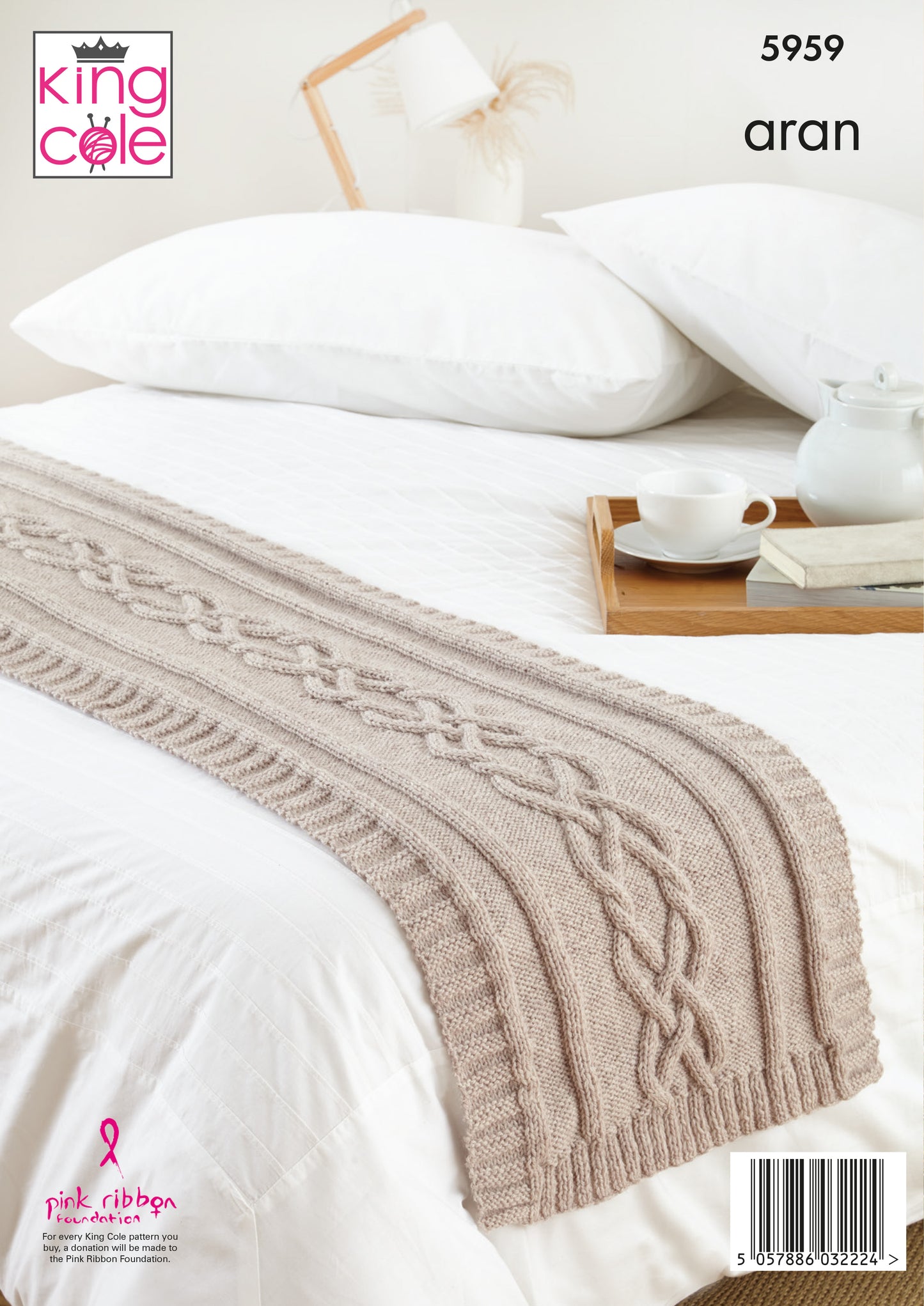King Cole Wool Aran Knitting Pattern No: 5959 Blanket, Cushion,Bed Runner