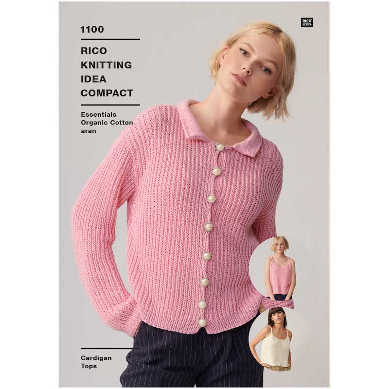 Rico Essentials Organic Cotton Aran Pattern 1100 Cardigan & Tops