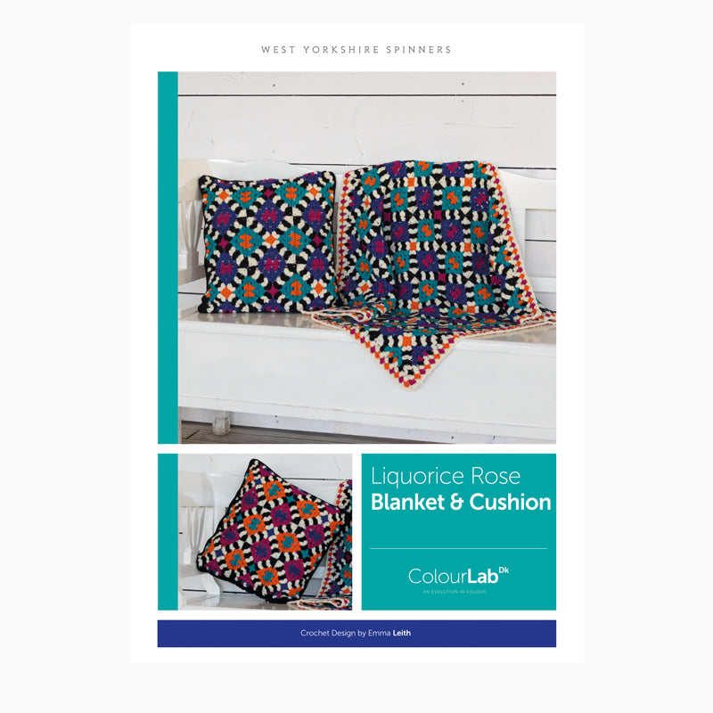 WYS ColourLab Liquorice Rose Blanket and Cushion Crochet Pattern - valleywools