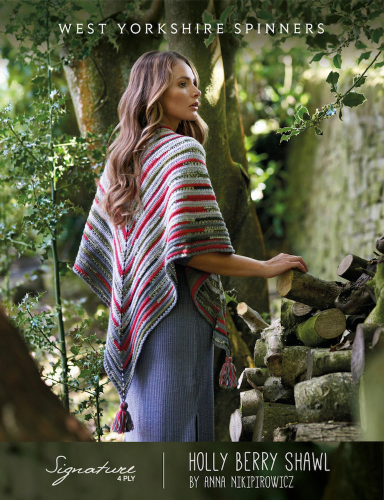 WYS Signature 4 ply Crochet Holly Berry Shawl - valleywools
