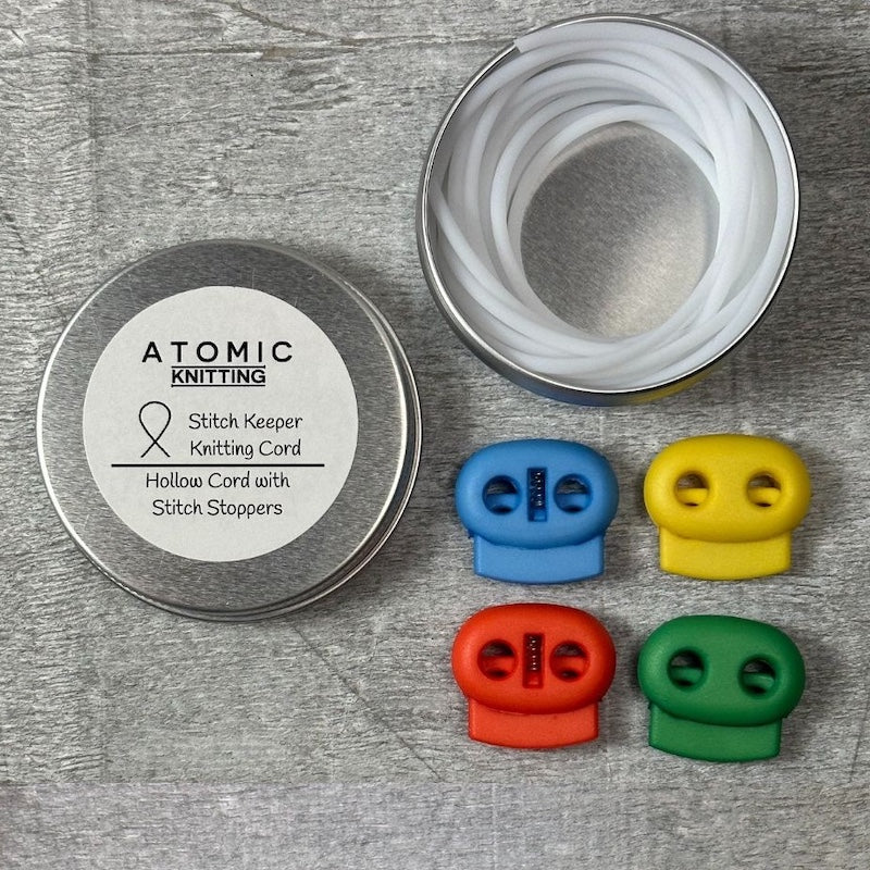 Stitch Keeper Holder Cords and 4 Knitting Stitch Stoppers