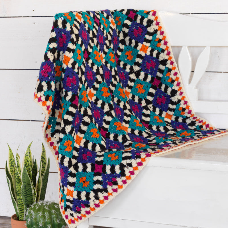 WYS ColourLab Liquorice Rose Blanket and Cushion Crochet Pattern - valleywools