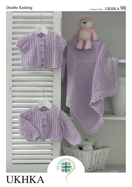 UKHKA No. 98 Cardigans and Blankets (DK) with Premature sizes