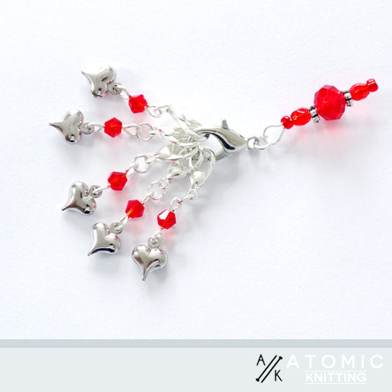 Atomic Knitting LOVE! Crochet Stitch Markers set of 6 - valleywools