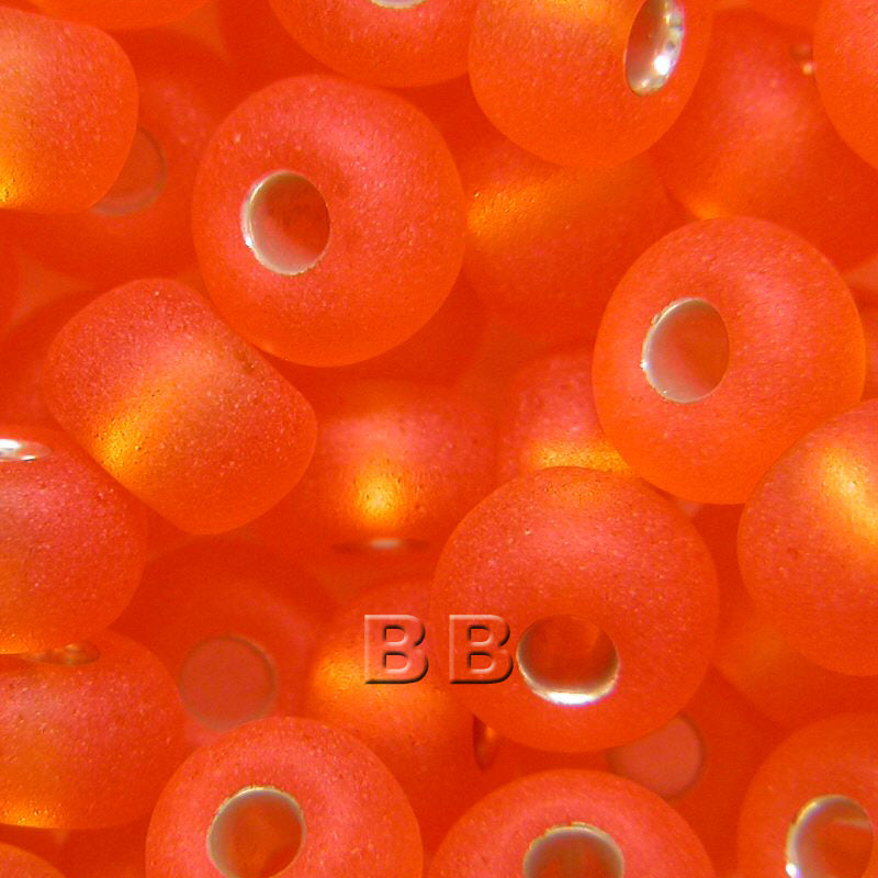 Orange Silver Lined Matt Beads - valleywools
