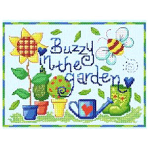 Cinnamon Cat - Buzzy in the Garden cross stitch kit - valleywools