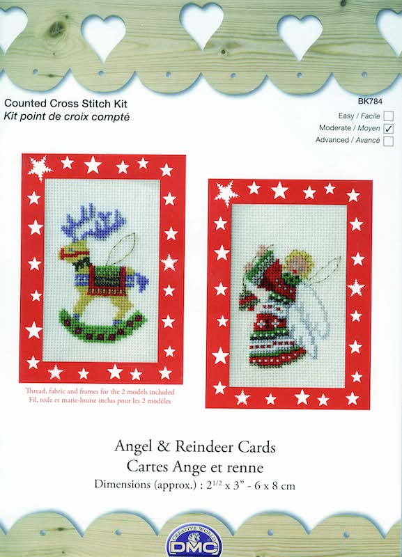 DMC Angel & Reindeer Cards (BK784) - valleywools