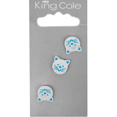 King Cole Carded Buttons Blue/White Cat - valleywools