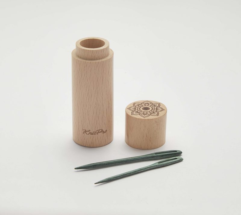 Knit Pro Mindful Collection Teal Wooden Darning Needles in Beech Container - valleywools