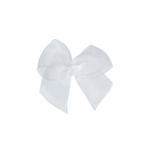Fabric Embelishment Chiffon White Bow - valleywools