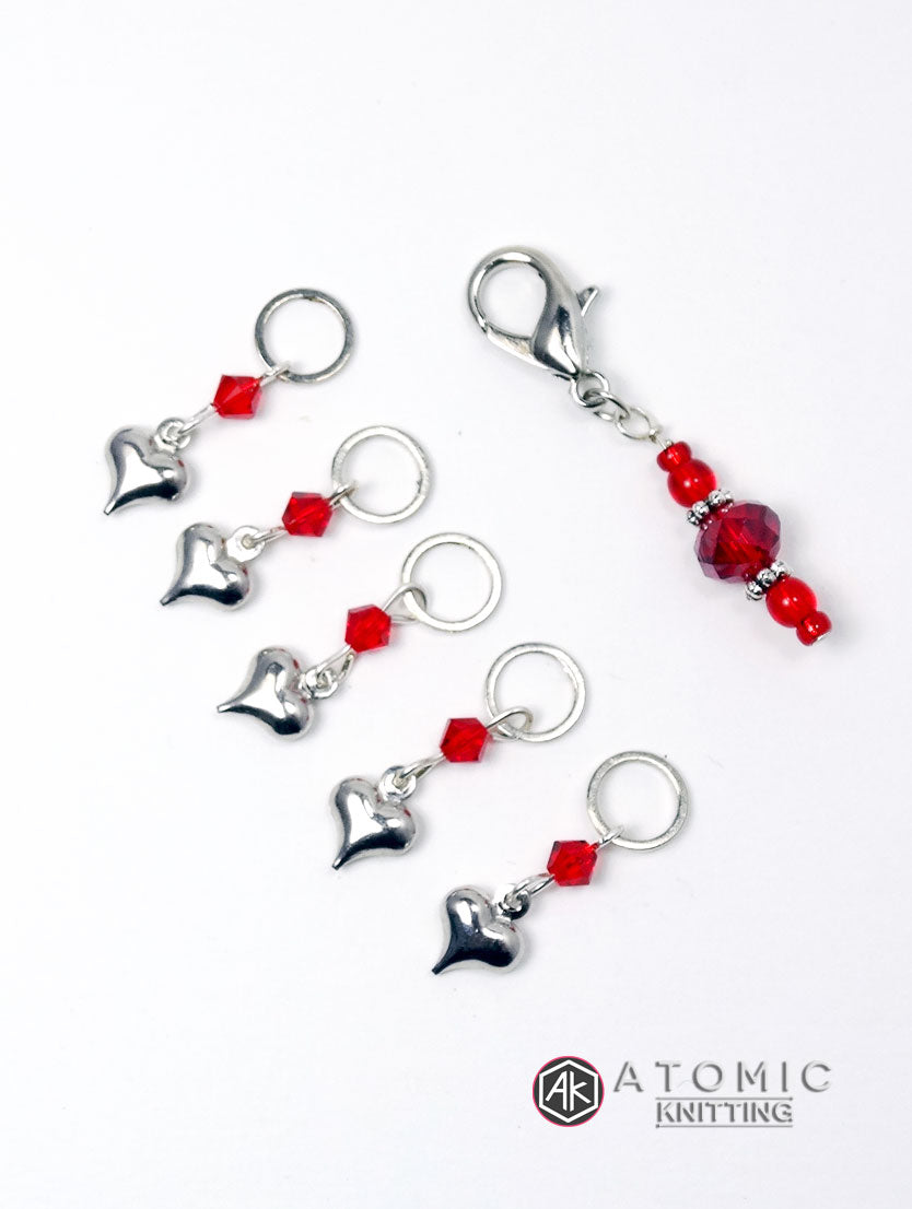 Atomic Knitting LOVE! 4mm Stitch Markers set of 6 - valleywools