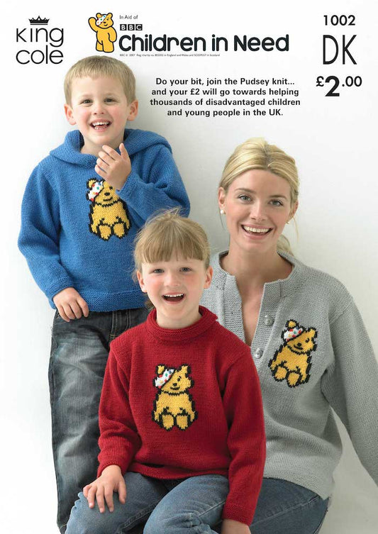 King Cole Knitting Pattern No. 1002 Children in Need Jumpers