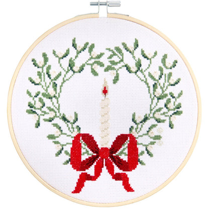 Rico Mistletoe Wreath with Bow Cross stitch kit