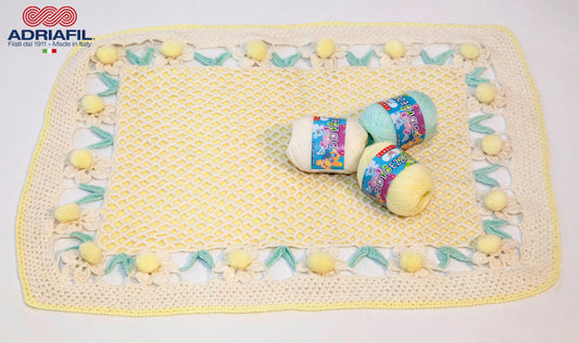 Adriafil Dolcezza Baby Pattern - 1512 Blanket with Daisies