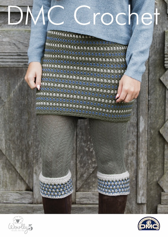 DMC Crochet Woolly 5 - Tweedie Skirt and Boot Cuffs Crochet Pattern