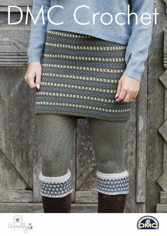 DMC Crochet Woolly 5 - Tweedie Skirt and Boot Cuffs Crochet Pattern