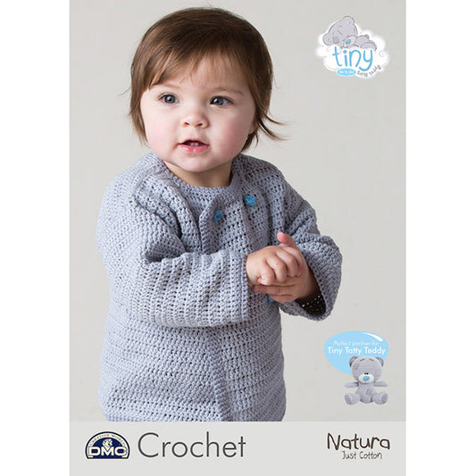 DMC Crochet Natura Tiny Tatty Ted Baby Cardigan