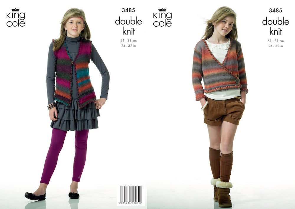 King Cole Knitting Pattern No. 3485  Cardigan & Waistcoat (DK)