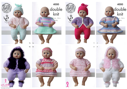 King Cole Pattern No. 4000 Dolls Clothes (DK)
