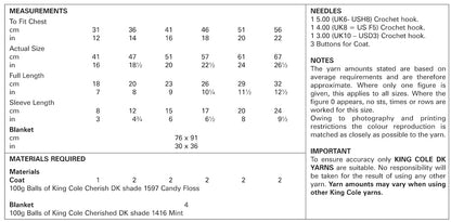 King Cole Pattern 4418 Crochet Coat & Blanket