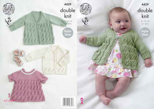 King Cole Pattern 4429 DK Matinee Coat, Angel Top & Cardigan