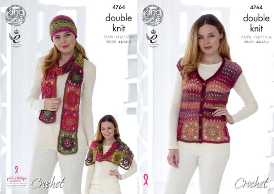 King Cole Pattern No. 4764 Crochet Cardigan & Accessories (DK)