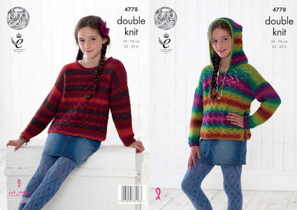 King Cole Knitting Pattern No. 4778  Hoodie & Sweater (DK)