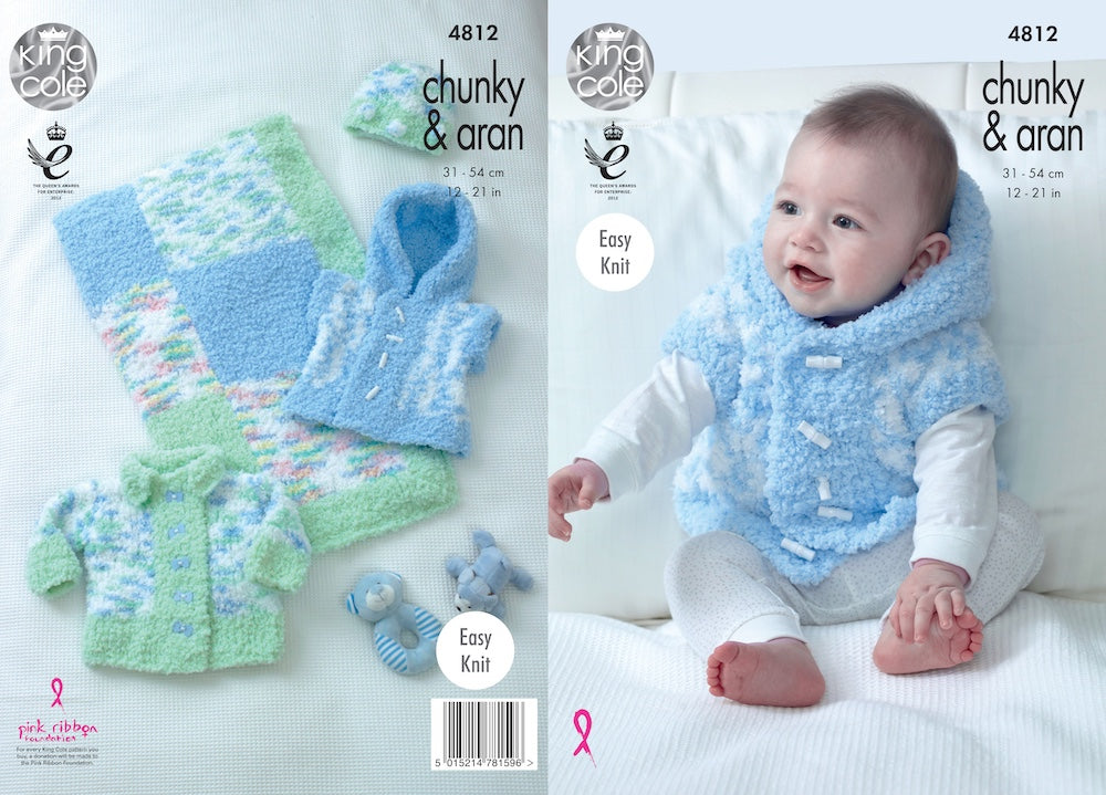 King Cole Pattern No. 4812 Jacket, Gilet, Hat & Blanket (Chunky)