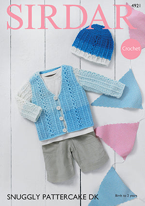 Sirdar Snuggly Pattercake DK 4921 Crochet Cardigan and Hat