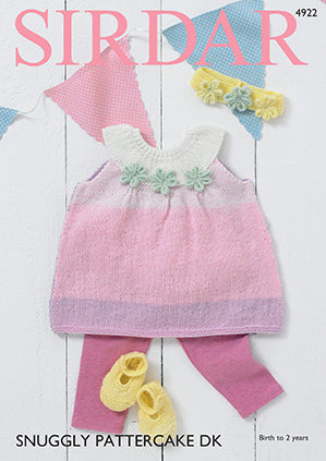 Sirdar Snuggly Pattercake 4922 Pinafore Dress, Shoes & Head Band