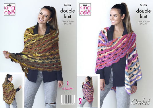 King Cole Pattern No. 5335  Crochet Virus Shawl (DK)