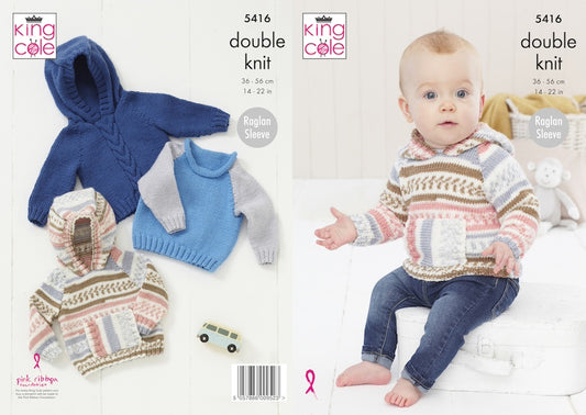 King Cole Pattern No. 5416 Babies Raglan Sweaters