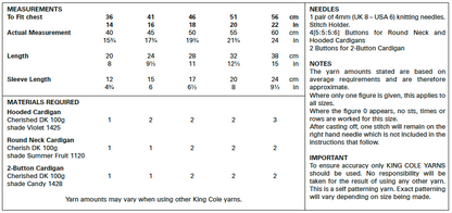 King Cole Pattern No. 5417 Babies Cardigans