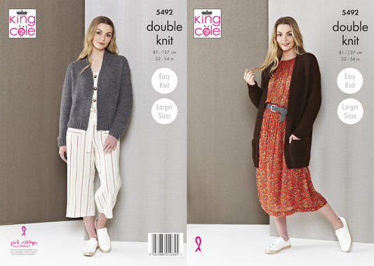 King Cole Pattern No. 5492 Ladies Edge to Edge Jacket (DK)