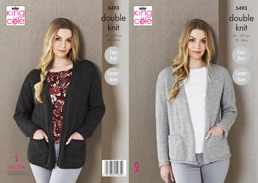 King Cole Pattern No. 5493 Ladies Edge to Edge Jacket (DK)