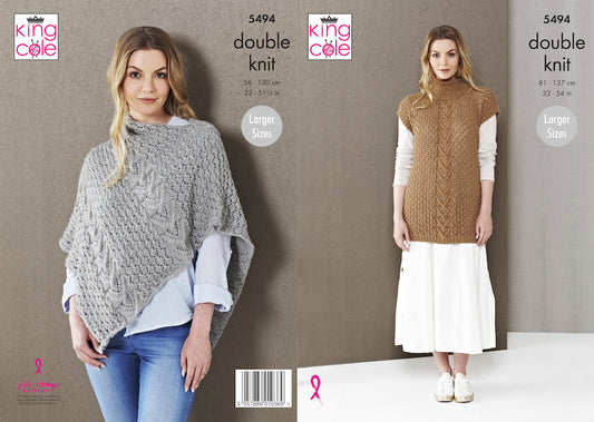 King Cole Pattern No. 5494 Ladies Poncho & Tunic (DK)