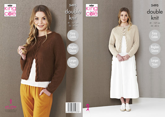 King Cole Pattern No. 5495 Ladies Cardigan & Top (DK)