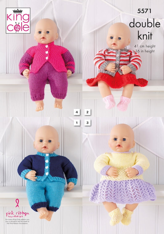 King Cole Pattern No. 5571 Dolls Clothes DK