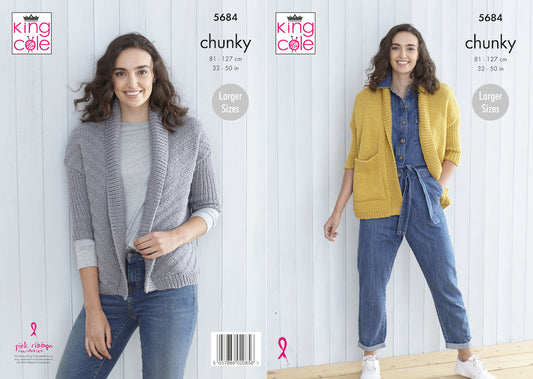 King Cole Drifter Chunky Pattern 5684 Ladies Cardigans