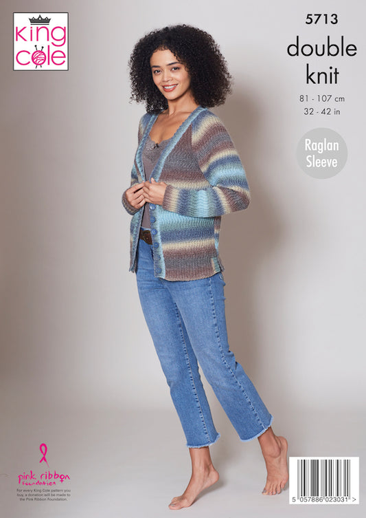King Cole Riot DK Pattern 5713 Sweater & Cardigan