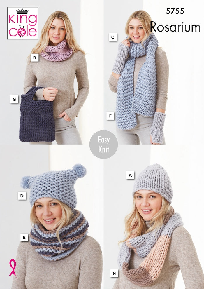 King Cole 5558 – Cartamodello Per Cappelli E Sciarpe Uomo In Drifter Aran, Istruzioni In Inglese, Ferri 4-5-6 Mm