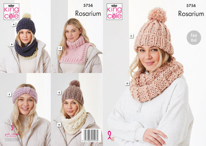 King Cole Rosarium Pattern 5756 Hats, Headband & Accessories