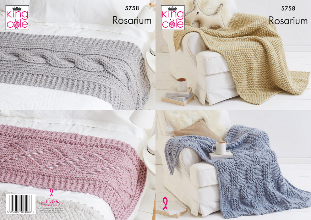 King Cole Rosarium Pattern 5758 Blankets & Bed Runners